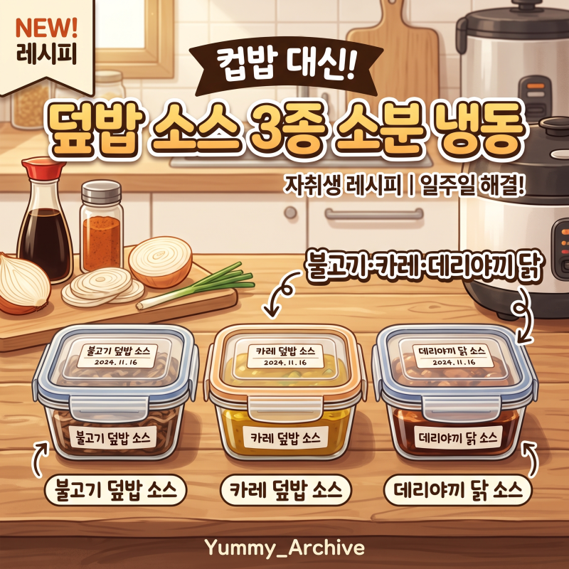 컵밥 대신 덮밥 소스 소분 냉동 만드는 법, 불고기·카레·데리야끼 닭 3종으로 일주일 해결하....