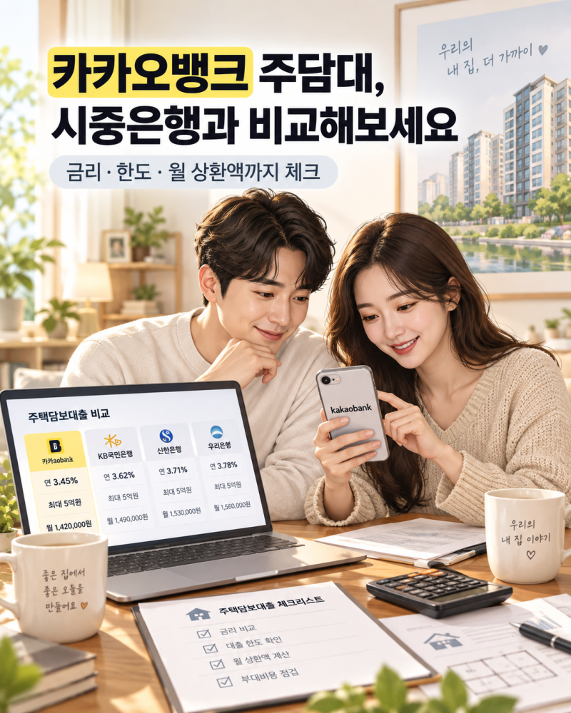 카카오뱅크 주담대 금리 괜찮을까? 시중은행·저축은행과 한눈에 비교
