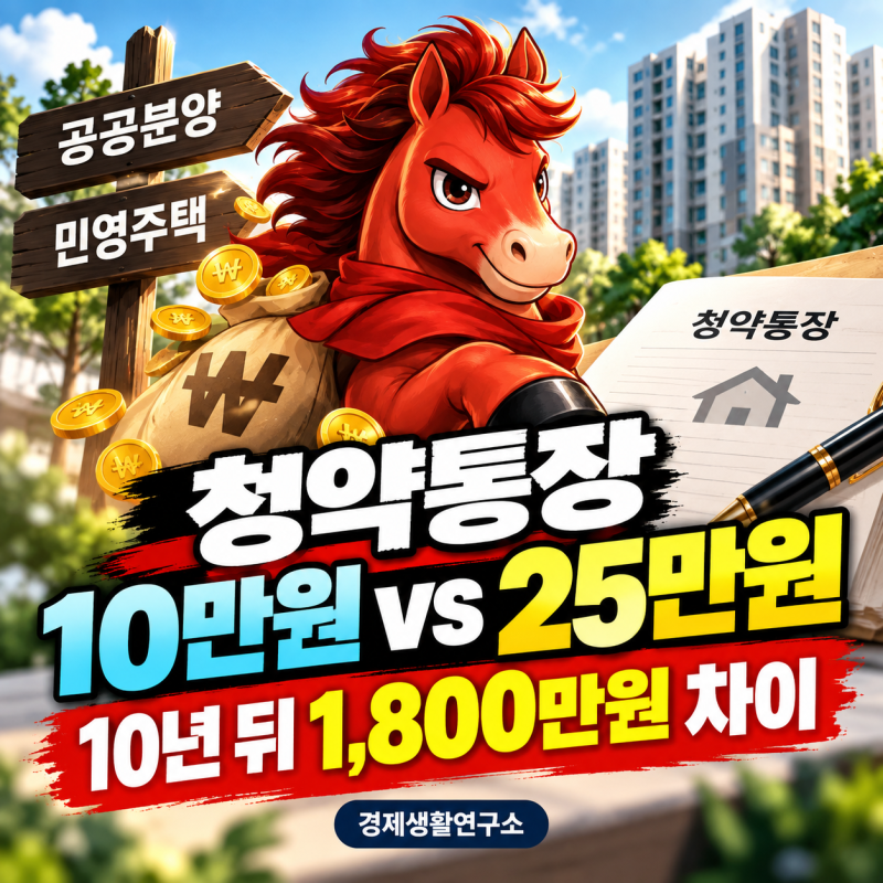 청약통장 10만원과 25만원, 10년 뒤 인정액이 1,800만원 벌어진다