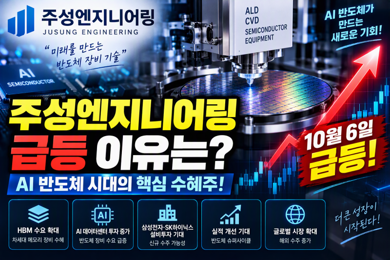 [10월 6일 특징주] 주성엔지니어링(036930) 17% 급등 이유! 코스닥 시총 2위 등극, AI 반도체의 진....