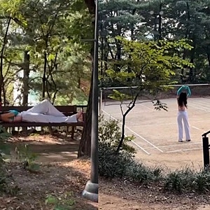 장원영 산스장 벤치 낮잠 모습…“순수 체급으로 웃기네” 반전
