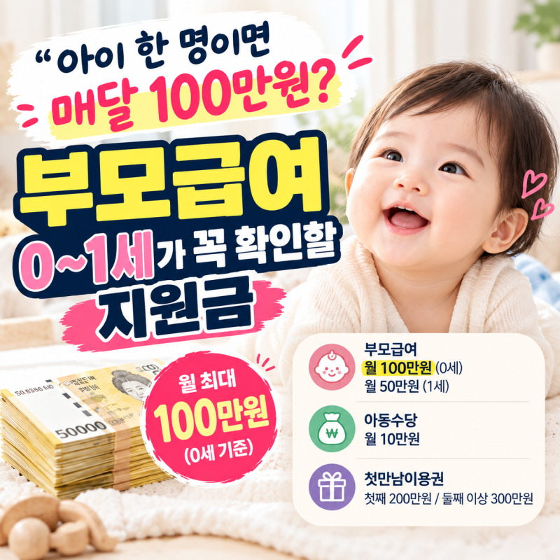 “아이 한 명이면 매달 100만원?” 부모급여, 0~1세가 꼭 확인할 지원금