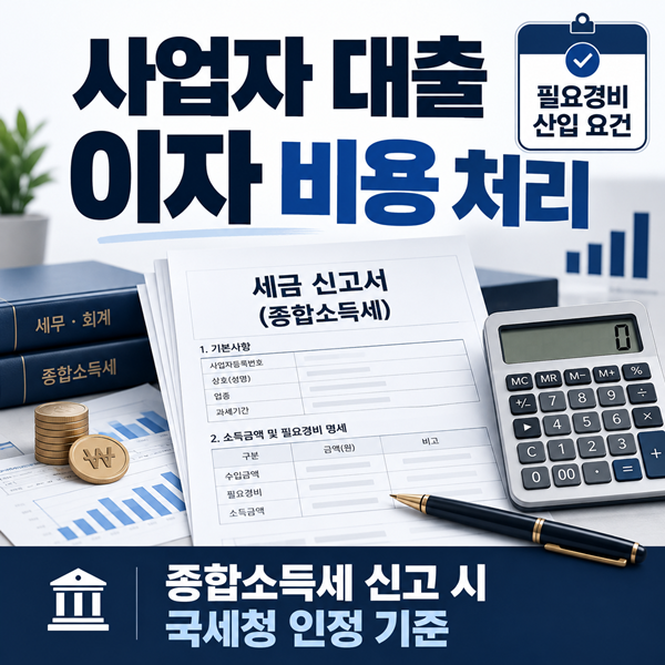 사업자 주담대 이자 납부액, 종합소득세 비용(경비) 처리 기준
