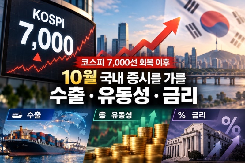 코스피 7,000선 회복 이후…10월 국내 증시 가를 수출·유동성·금리