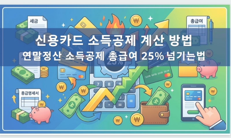 신용카드 소득공제 계산 방법, "소득공제 총급여 25% 넘기는법" 체크카드, 현금영수증 공제율,....