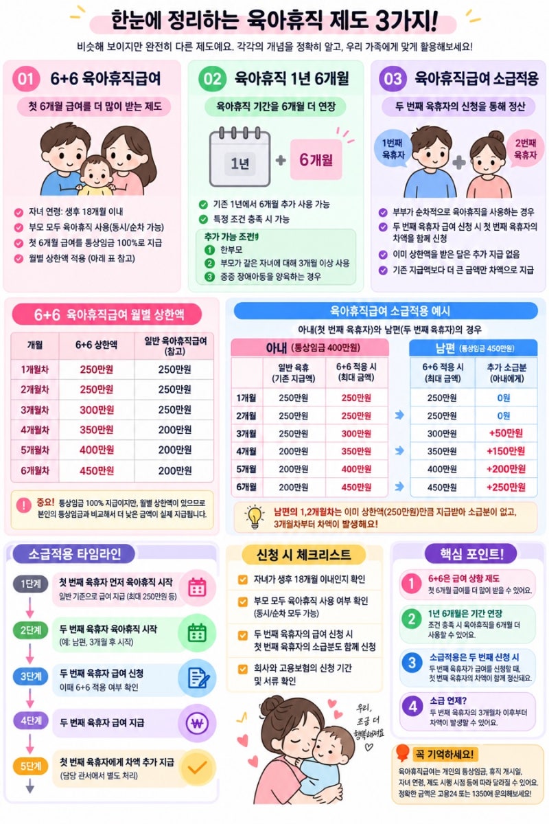 육아휴직급여 헷갈리는 내용 총정리(6+6육아휴직급여제도vs육아휴직 1년 6개월차이, 육아휴직....