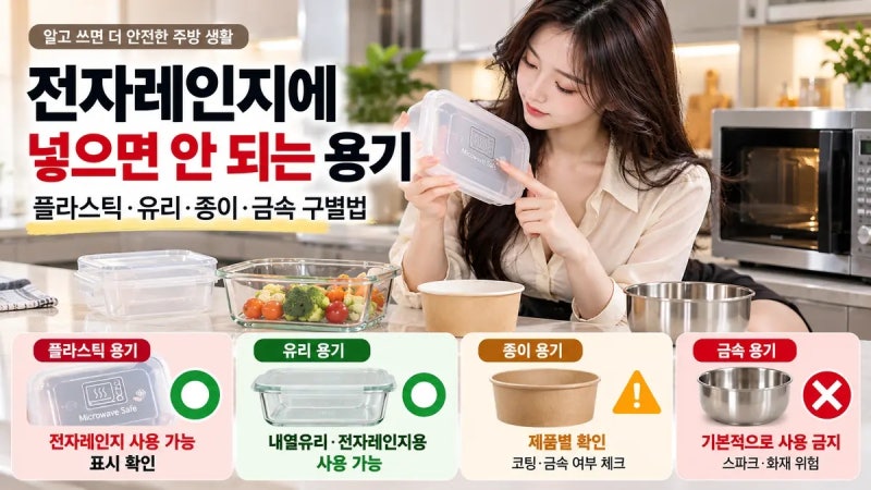 전자레인지에 넣으면 안 되는 용기｜플라스틱·유리·종이·금속 구별법