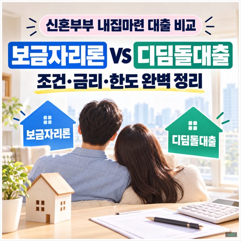 신혼부부 내집마련 대출 비교: 보금자리론 VS 디딤돌대출 조건·금리·한도 완벽 정리