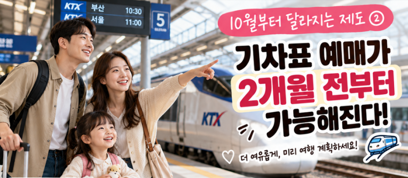 10월부터 달라지는 제도 ② 기차표 예매가 2개월 전부터 가능해진다