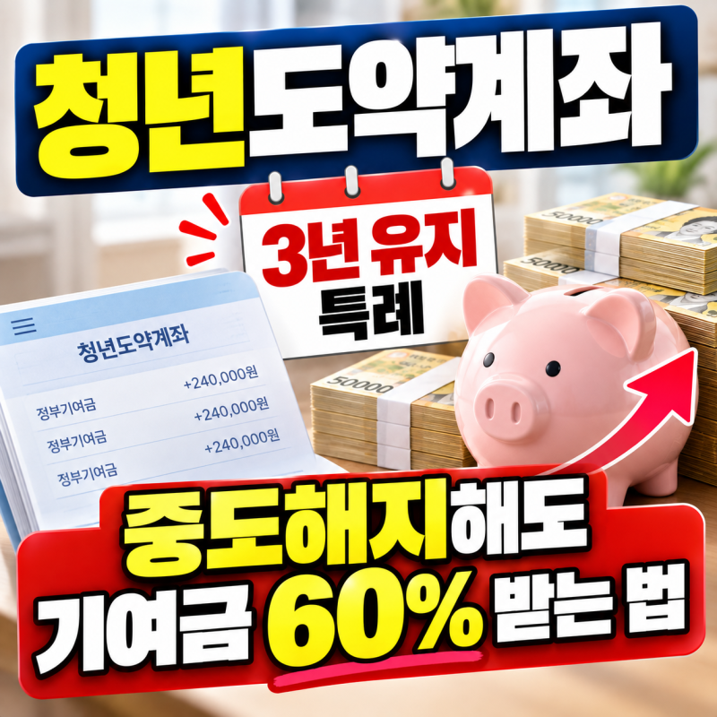 청년도약계좌 3년 유지 특례, 중도해지해도 기여금 60% 받는 법 총정리
