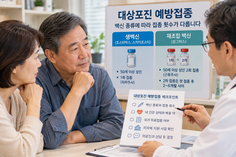 대상포진 예방접종 50대부터? 생백신·사백신 차이와 우리 동네 무료접종 확인법
