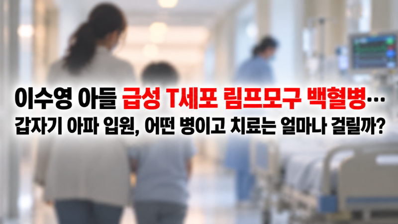 이수영 아들 급성 T세포 림프모구 백혈병…갑자기 아파 입원, 어떤 병이고 치료는 얼마나 걸....