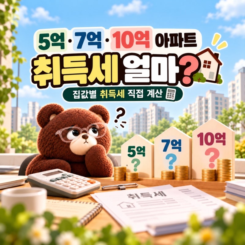 2026 아파트 취득세 얼마?｜5억·7억·10억 집 살 때 직접 계산