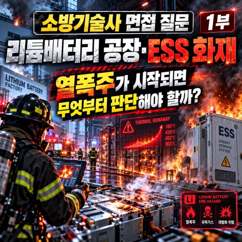 소방기술사 면접 질문｜리튬배터리 공장·ESS 화재, 열폭주가 시작되면 무엇부터 판단해야 할....