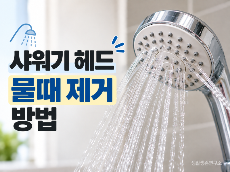 샤워기 물줄기가 한쪽으로 튈 때! 샤워기 헤드 물때 제거 방법