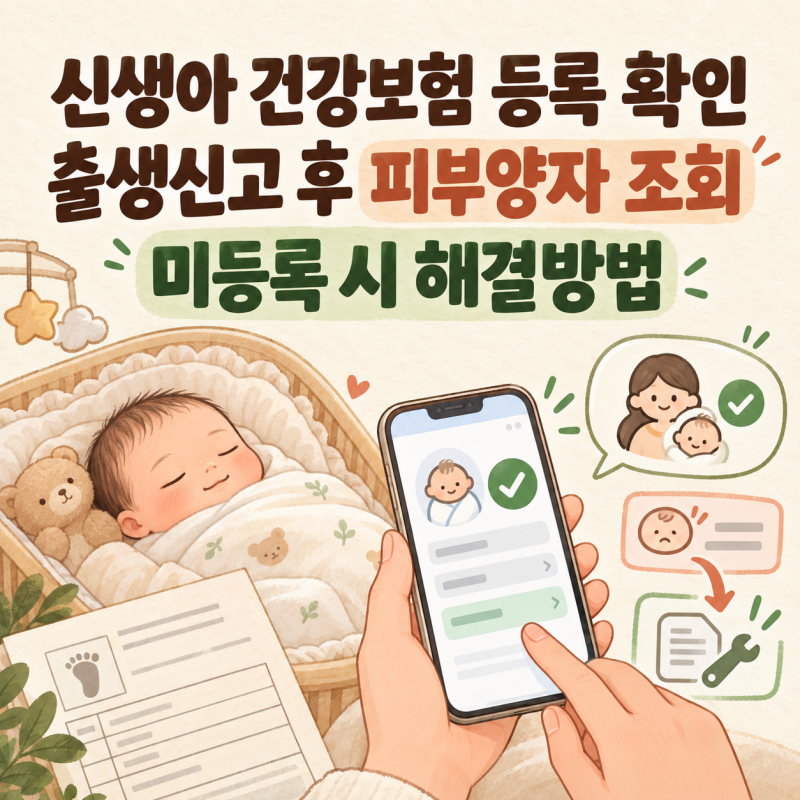 신생아 건강보험 등록됐는지 확인하는 법, 출생신고 후 피부양자 조회·미등록 시 해결방법