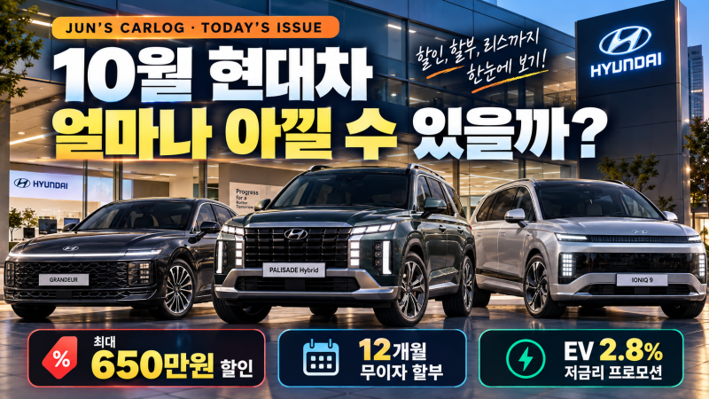 10월 현대차 최대 650만원 할인? 차값보다 중요한 ‘구매조건’ 총정리