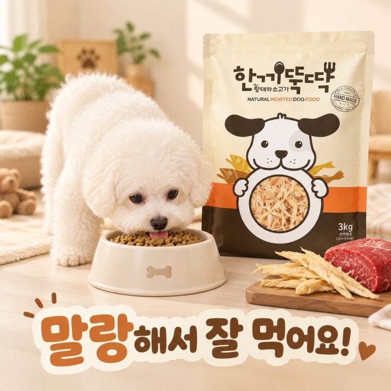 한끼뚝딱 펫토리아 말랑말랑 소프트 노견 강아지 사료 황태와 소고기 3kg 추천