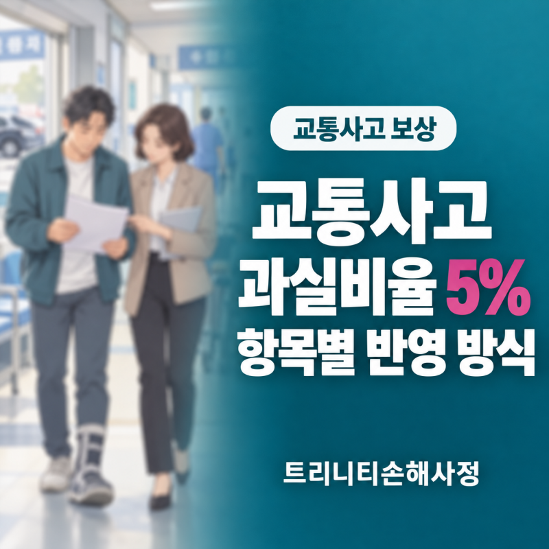 교통사고 과실비율 5%, 보상금에는 어떻게 반영될까? 항목별 과실상계 계산 사례