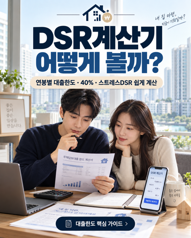 DSR계산기 어떻게 볼까? 연봉별 대출한도·40%·스트레스DSR 쉽게 계산