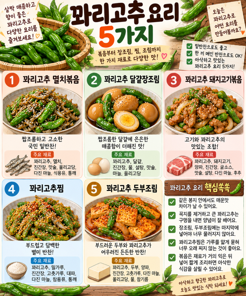 꽈리고추 요리 5가지, 멸치볶음부터 장조림까지 맛있게 활용하는 방법