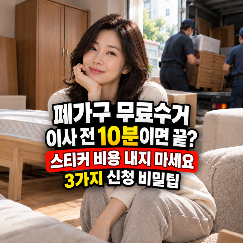 폐가구 무료수거, 이사 전 10분이면 끝? 스티커 비용 내지 마세요｜3가지 신청 비밀팁