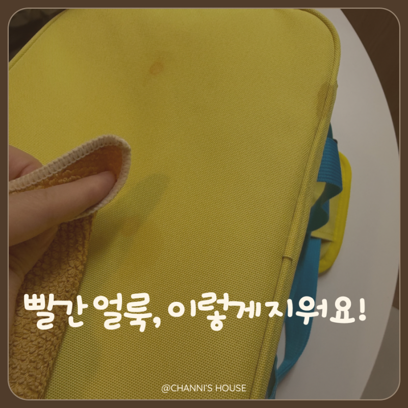 보냉백 빨간 얼룩 지우기, 생각보다 간단하게 해결했어요