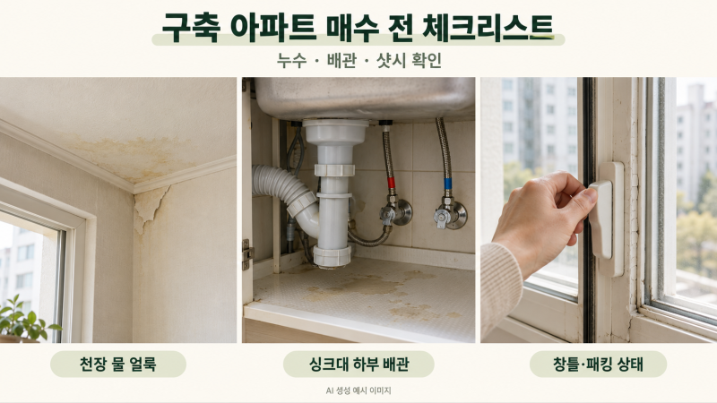 구축 아파트 매수 전 체크리스트, 누수·배관·샷시 확인할 점