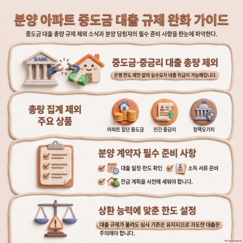 분양 아파트 중도금 대출 풀린다! 10월 가계대출 총량 제외 혜택과 신청 기준