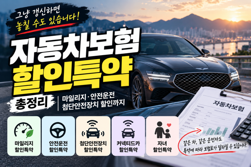 자동차보험 할인특약 총정리｜마일리지·안전운전·첨단안전장치 할인까지