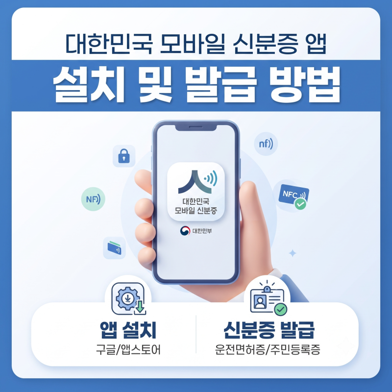 대한민국 모바일 신분증 앱 어플 설치, 모바일 신분증 발급