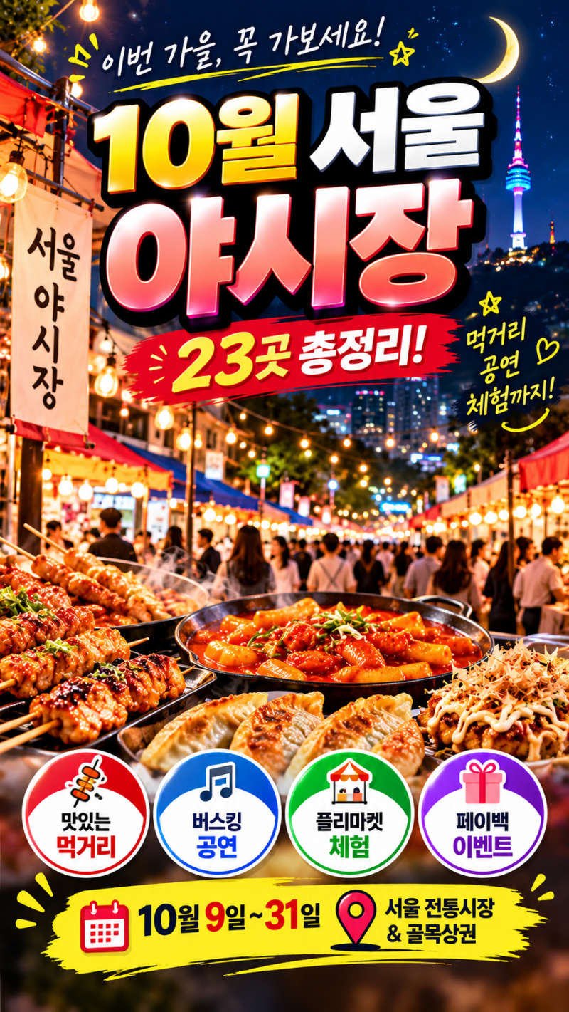 2026년 10월 서울 야시장 총정리｜가을밤 먹거리부터 공연까지