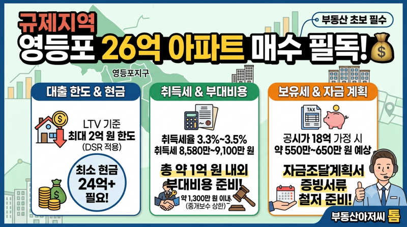 서울 26억 아파트 살 때 필요한 현금·대출·세금 완전 정리!