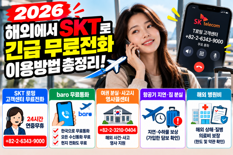 2026 해외에서 SKT 긴급 무료전화 이용방법 총정리｜로밍 고객센터·영사콜센터·baro 무료통화....