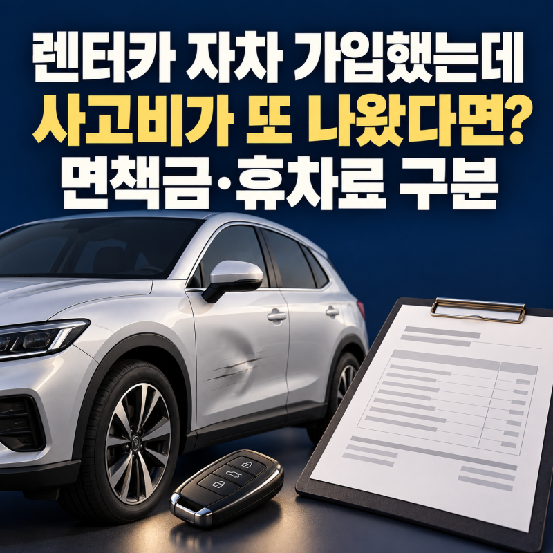 렌터카 자차에 가입했는데 사고비가 또 나왔다면? 면책금·휴차료 구분법
