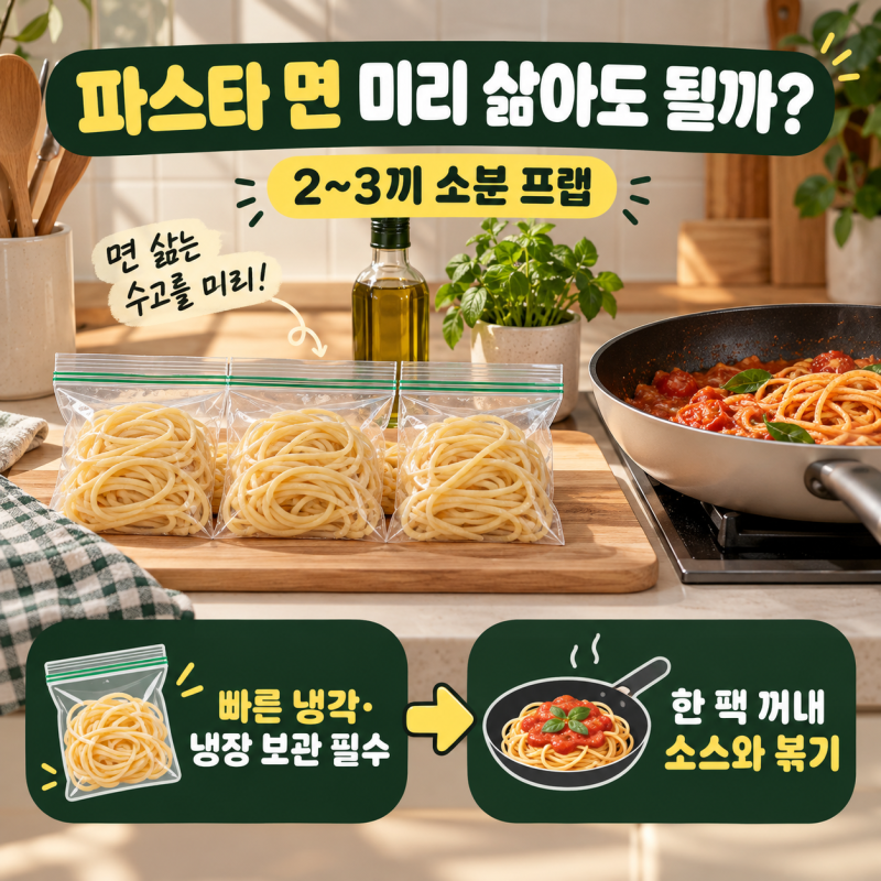 파스타 면 미리 삶아도 될까? 2~3끼 소분해 바로 볶아 먹는 프랩