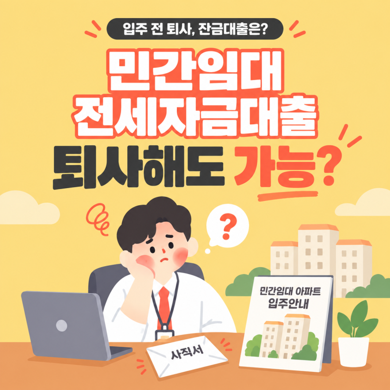 민간임대전세자금대출 입주 전에 퇴사하면 잔금 대출이 안 나오나요, 심사에서 실제로 보는 ....
