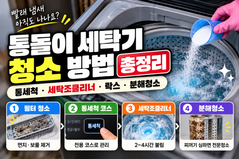 통돌이 세탁기 청소 방법 총정리 락스 주의점과 세탁조클리너 분해청소 주기