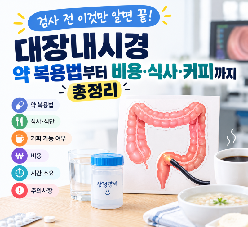 대장내시경 검사 전 식사·커피 먹어도 될까? 장정결제 약 복용법·비용·시간·주의사항 총정....