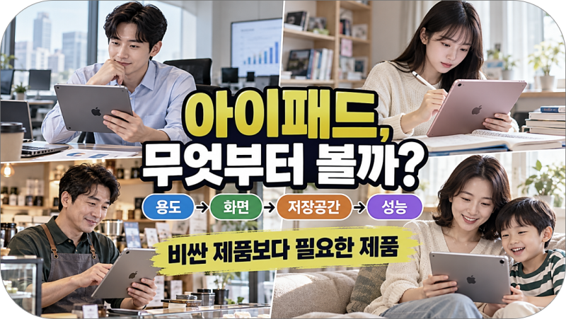 직장인·대학생 아이패드 추천, 아이패드 A16·에어 M4·프로 M5 중 내게 맞는 제품은?