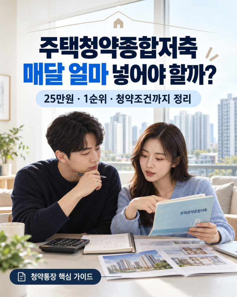 주택청약종합저축, 매달 얼마 넣어야 할까? 25만원·1순위·청약조건까지 정리