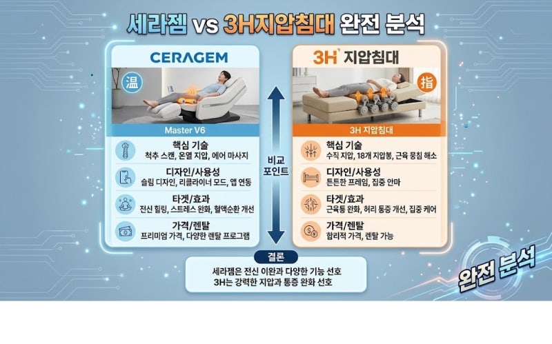 날씨가 추워질때 생각나는 부모님선물 세라젬 vs 3H지압침대 완전 분석