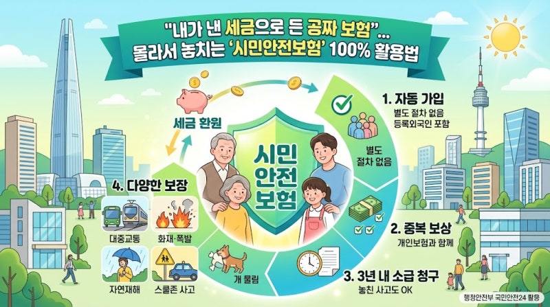 [보험정보] 내가 낸 세금으로 든 공짜 보험… 몰라서 놓치는 '시민안전보험' 활용법