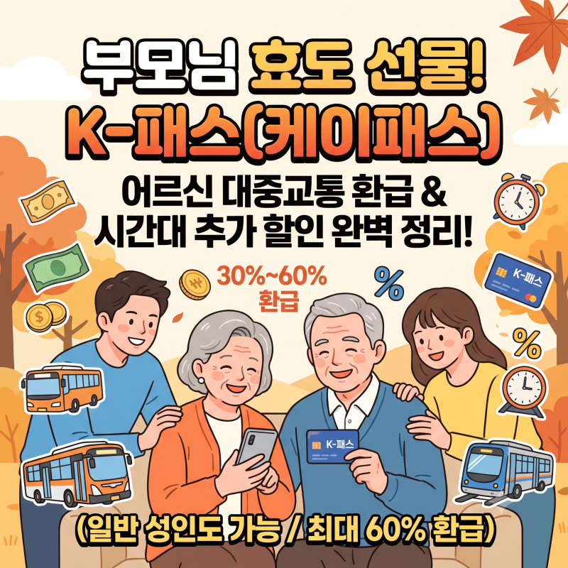부모님 효도 선물! K패스 어르신 대중교통 환급 및 시간대 할인 완벽 정리 (일반 성인도 가능)