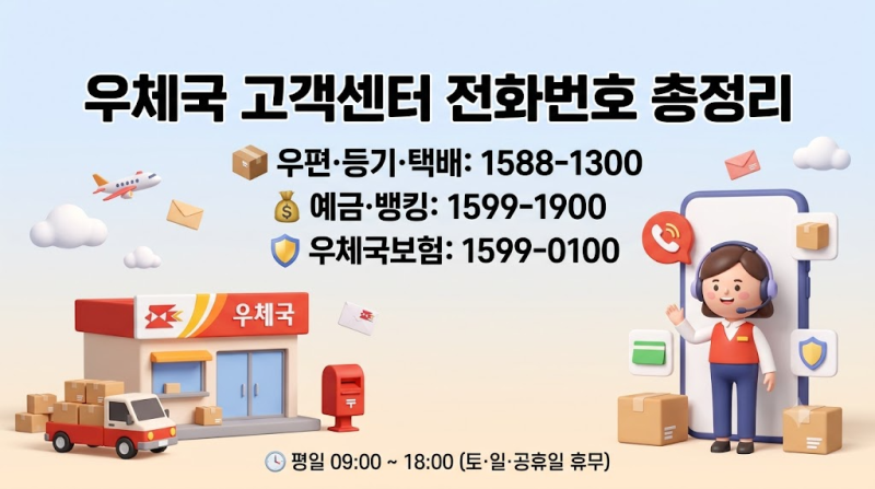우체국 고객센터 영업시간 및 업무별(우편/금융/보험) 전화번호 안내