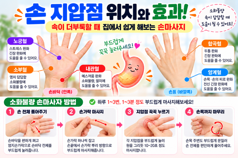 ✋ 손지압점 위치 어디일까? 손지압점 효과와 소화불량 손마사지 방법