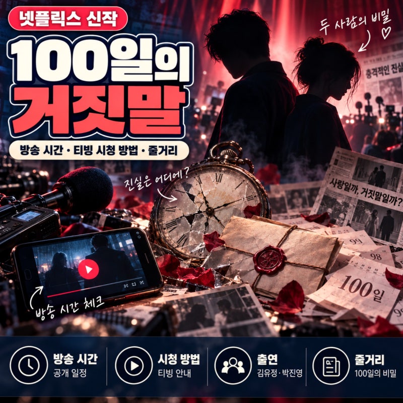 넷플릭스 100일의 거짓말 방송 시간과 티빙 시청 방법 (+김유정 박진영, 줄거리)