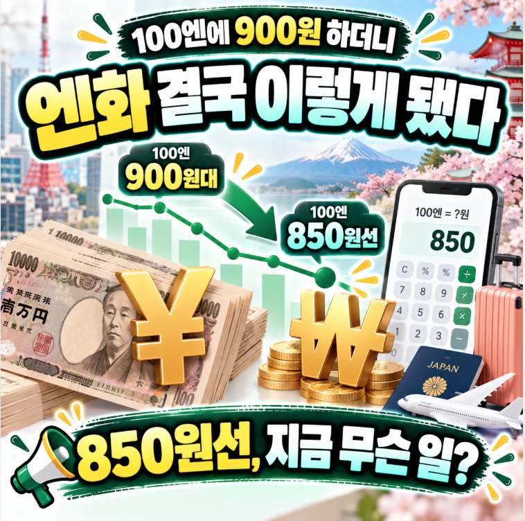 엔화 100엔에 900원 하더니, 결국 이렇게 됐다