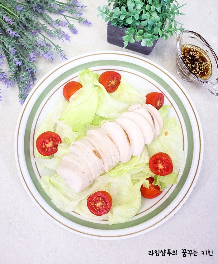 닭가슴살 샐러드 레시피 간장 오리엔탈 드레싱 소스 만들기 요리