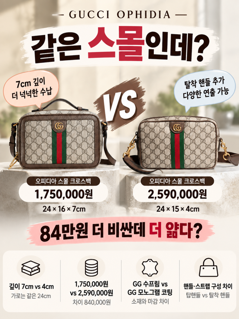 구찌 오피디아 스몰 크로스백 175만원 vs 259만원 뭐가 다를까
